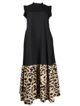 Ärmelloses Maxikleid mit Rüschen und Print